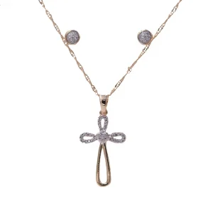 Across Shaped Zirconia Women Necklace Jewelry Set,imitation Gold Fashion Jewellery Sets,gold Plated Colorfull Jewelr