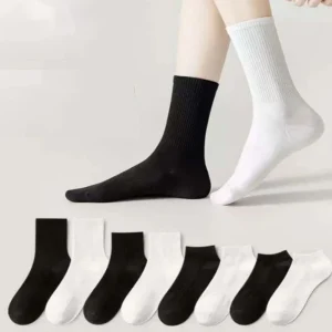 Customized Men's Cotton Crew Black Bamboo Socks Breathable and Seamless Solid Color Office Men Dress for Spring Cuff Logo
