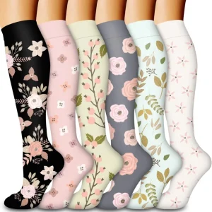 Flowers Compression Socks for Women & Men Circulation Graduated Supports Socks for Running Athletic Sports