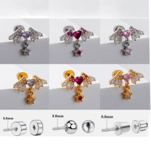 titanium steel cubic zirconia wing trend single earring