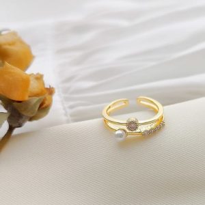 copper alloy geometric dainty fashion ring