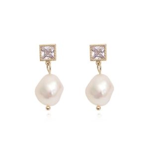 copper cubic zirconia geometric minimalist drop trend korean fashion earring