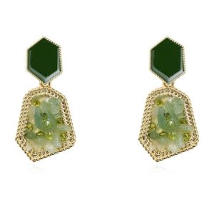 copper cubic zirconia irregular vintage drop trend korean fashion earring