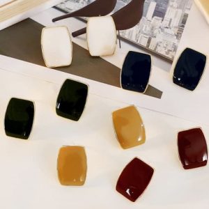 copper enamel geometric vintage stud trend korean fashion earring