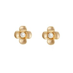 copper imitation pearl flower vintage stud trend korean fashion earring