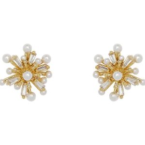 copper imitation pearl flower vintage stud trend korean fashion earring
