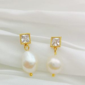 copper imitation pearl geometric dainty drop trend korean fashion earring