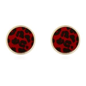 copper round leopard vintage stud trend korean fashion earring