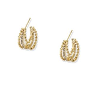copper  vintage c shape fashion multilayer circle stud trend korean fashion earring