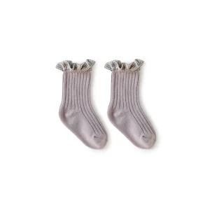 Wholesale Solid Plain Lace Mid-Length Combed Cotton Baby Socks