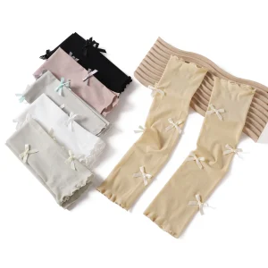 Summer Sweet Short Style Sunscreen Sleeves Solid Color Bow Tie Ribbon Ice Sleeves Soft Lightweight Thin Elastic Women Armband