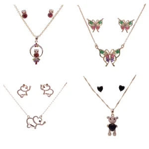 Fashion Conjuantos De  Joyeria  New Designed Gold Plated Fine butterfly Animal  Jewelry Women Jewelry Set with Many Stone