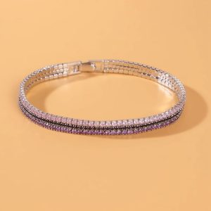 925 sterling silver cubic zirconia dainty charm bracelet