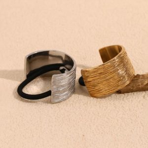 titanium steel minimalist wide surface irregular fine grain semi-circular hair rope