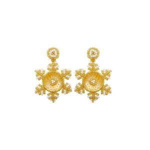 miyuki millet bead flower artisan drop earring