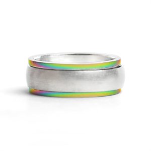 Stainless Steel Rainbow Edge Polished Spinner Center Ring / SRJ9003