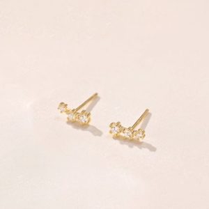 925 sterling silver cubic zirconia irregular minimalist stud earring