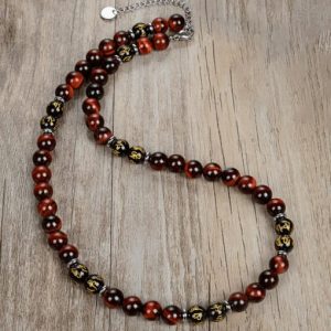 stainless steel natural stone irregular bohemia beaded necklace