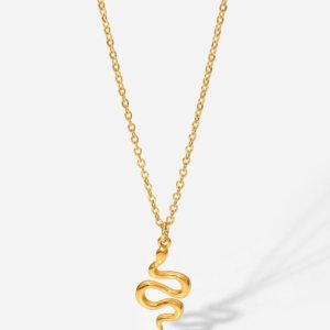 stainless steel rhinestone snake vintage necklace