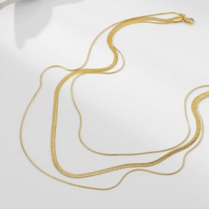 stainless steel three-layer snake chain trend multi strand necklace