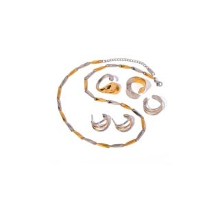 stainless steel trend geometric earring ring and necklace set