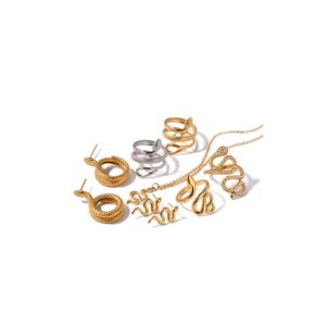 stainless steel trend snake earring ring and necklace set