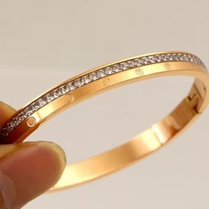 titanium cubic zirconia minimalist band bangle