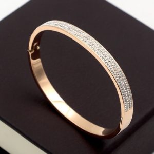 titanium cubic zirconia minimalist band bangle