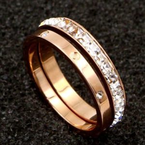 titanium cubic zirconia white geometric classic stackable ring