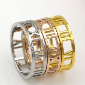 titanium number dainty band ring