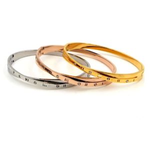 titanium rhinestone number minimalist band bangle
