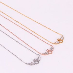 titanium rhinestone wing minimalist pendant necklace