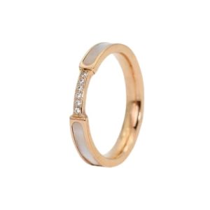 titanium steel cubic zirconia geometric dainty band ring