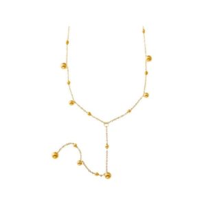 titanium steel dainty tassel bracelet and necklace set