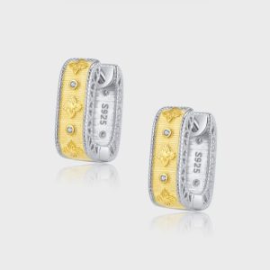 925 sterling silver geometric vintage huggie earring