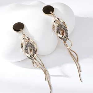 zinc alloy rhinestone tassel dainty drop earring