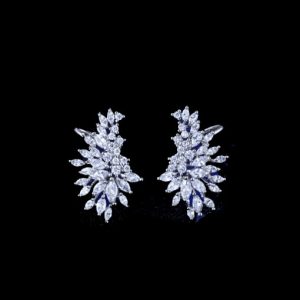 brass cubic zirconia angel wing luxury cluster earring
