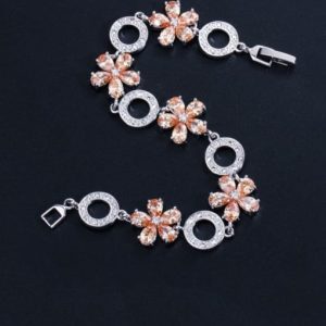 brass cubic zirconia flower luxury bracelet