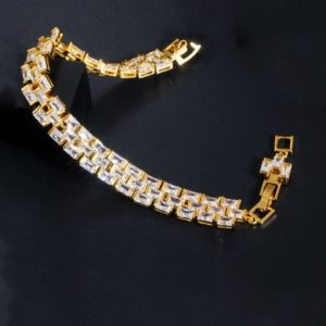 copper cubic zirconia geometric luxury bracelet