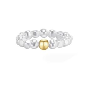 titanium steel imitation pearl geometric minimalist band ring