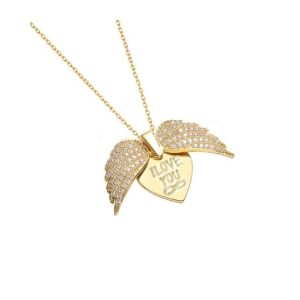 brass cubic zirconia heart luxury necklace