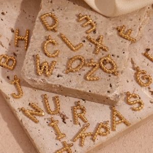 stainless steel 18k gold plated letter charm