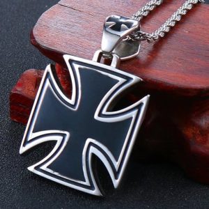titanium steel enamel geometric necklace