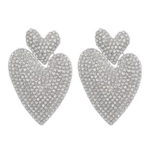 zinc alloy rhinestone heart clip earring