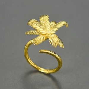 925 sterling silver coconut tree adjustable natural creative handmade artisan band ring