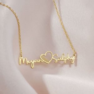 brass letter minimalist english name necklace