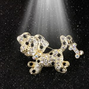 alloy rhinestone white dog minimalist brooch