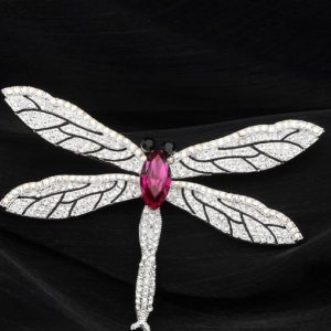 brass cubic zirconia purple dragonfly classic brooch