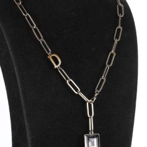 brass letter dainty long strand necklace