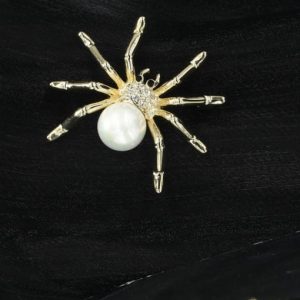 brass rhinestone white insect classic brooch